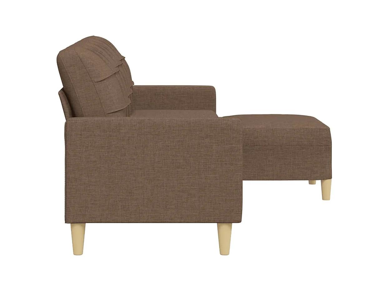 3-Sitzer-Sofa mit Fußhocker Braun 210 cm Stoff