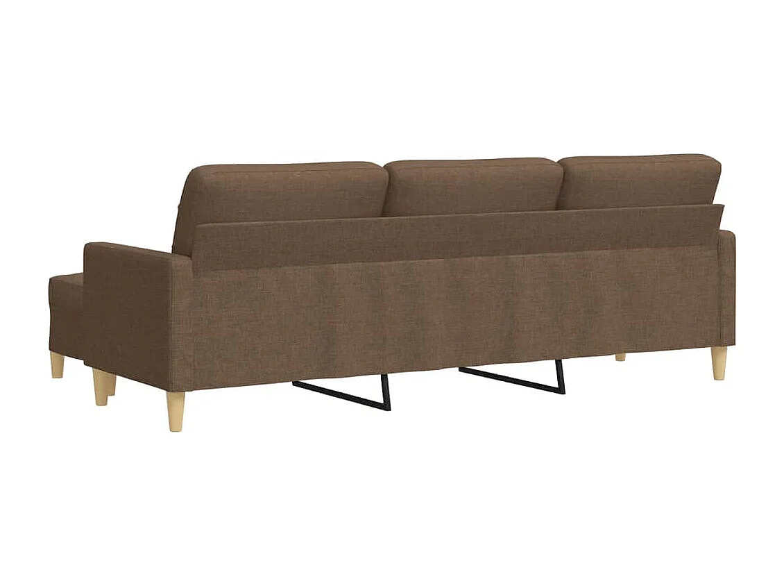 Sofá 3 plazas con reposapiés Marrón 210 cm Tela
