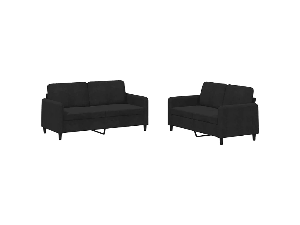 2-teiliges Sofaset aus schwarzem Samt