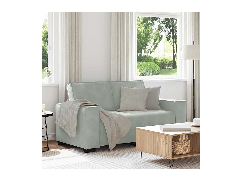 Canapé à 2 places Gris clair 120 cm Velours