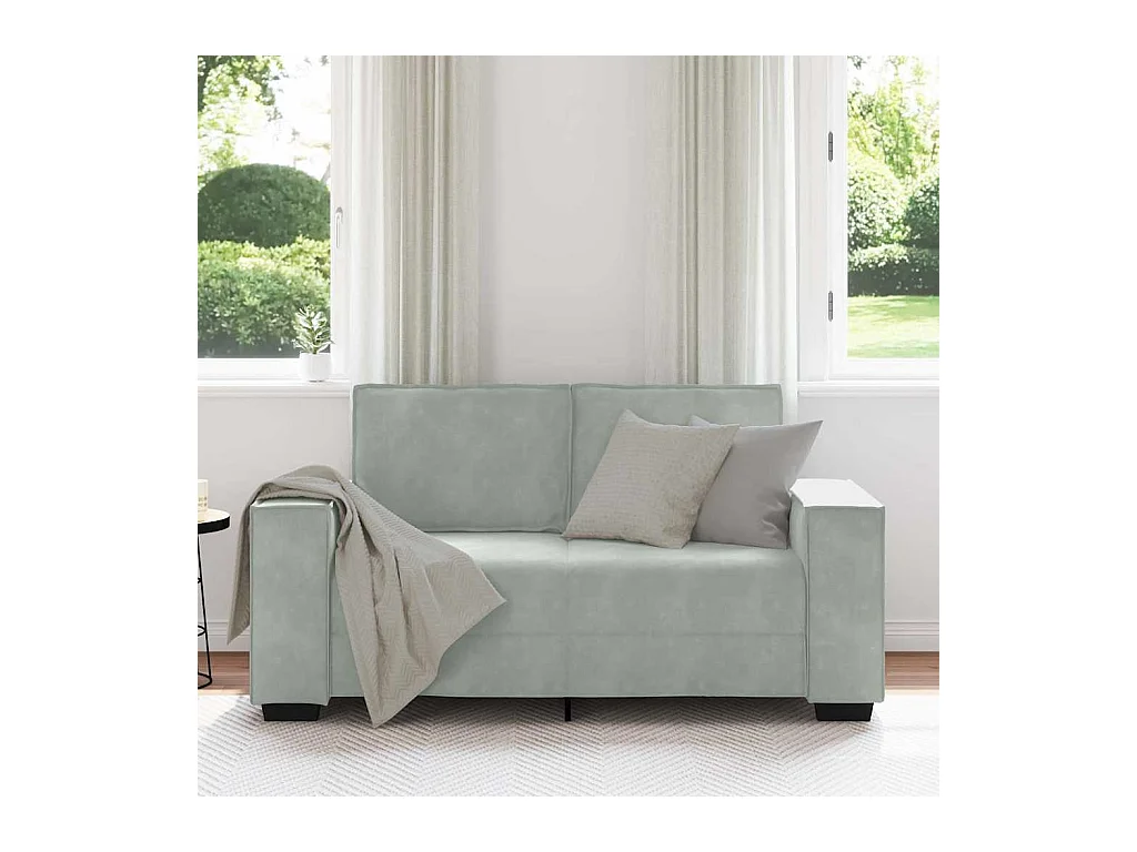 Canapé à 2 places Gris clair 120 cm Velours