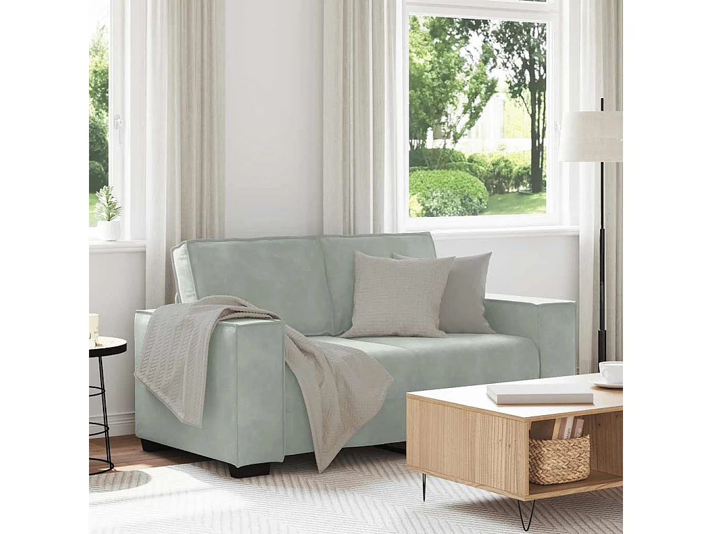 Canapé à 2 places Gris clair 120 cm Velours