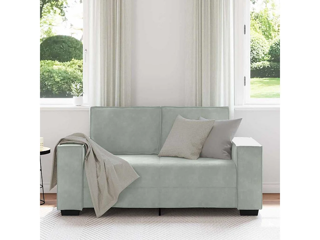 Canapé à 2 places Gris clair 120 cm Velours