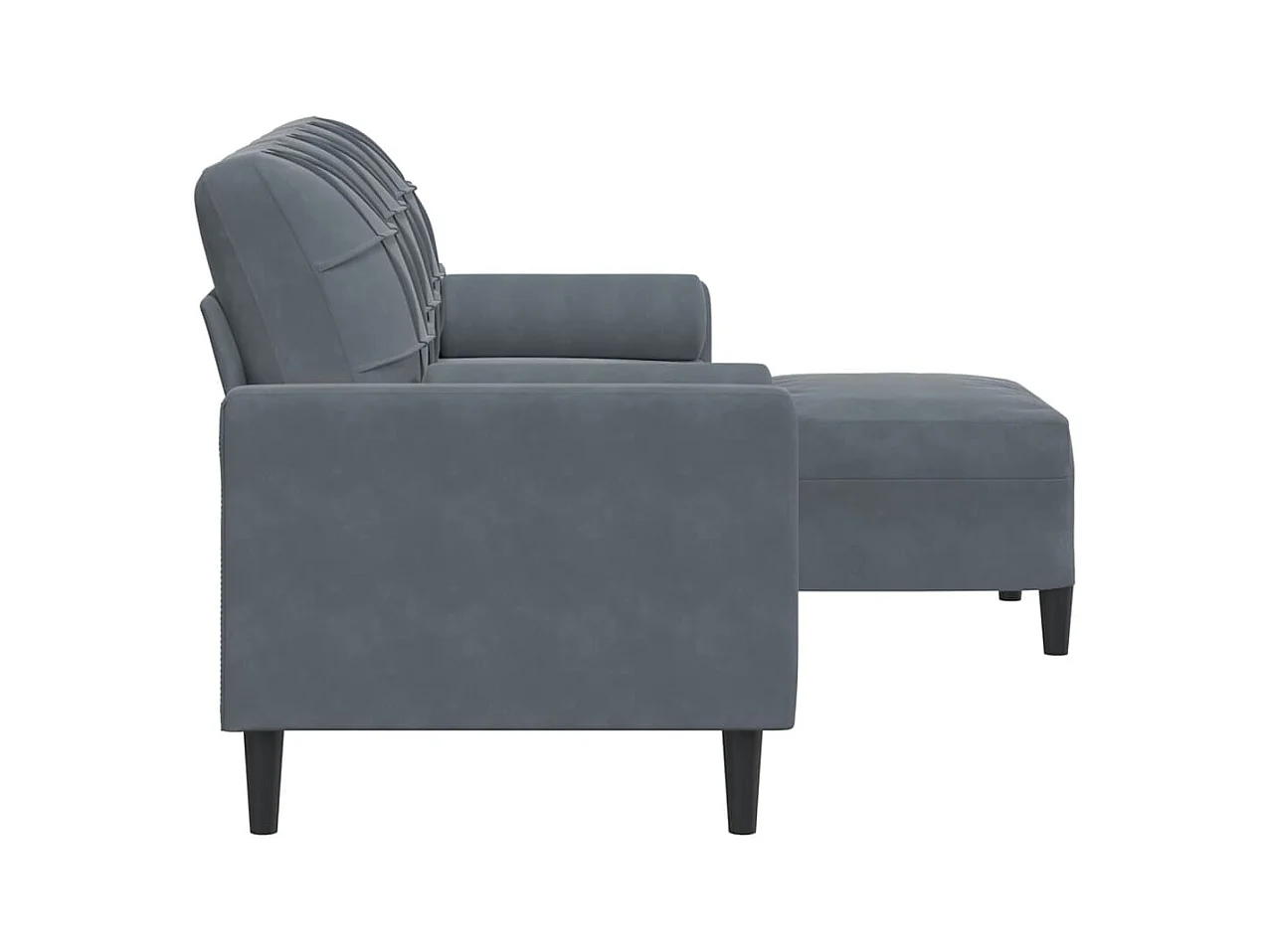 Sofá 3 plazas con reposapiés Gris oscuro 180 cm Terciopelo