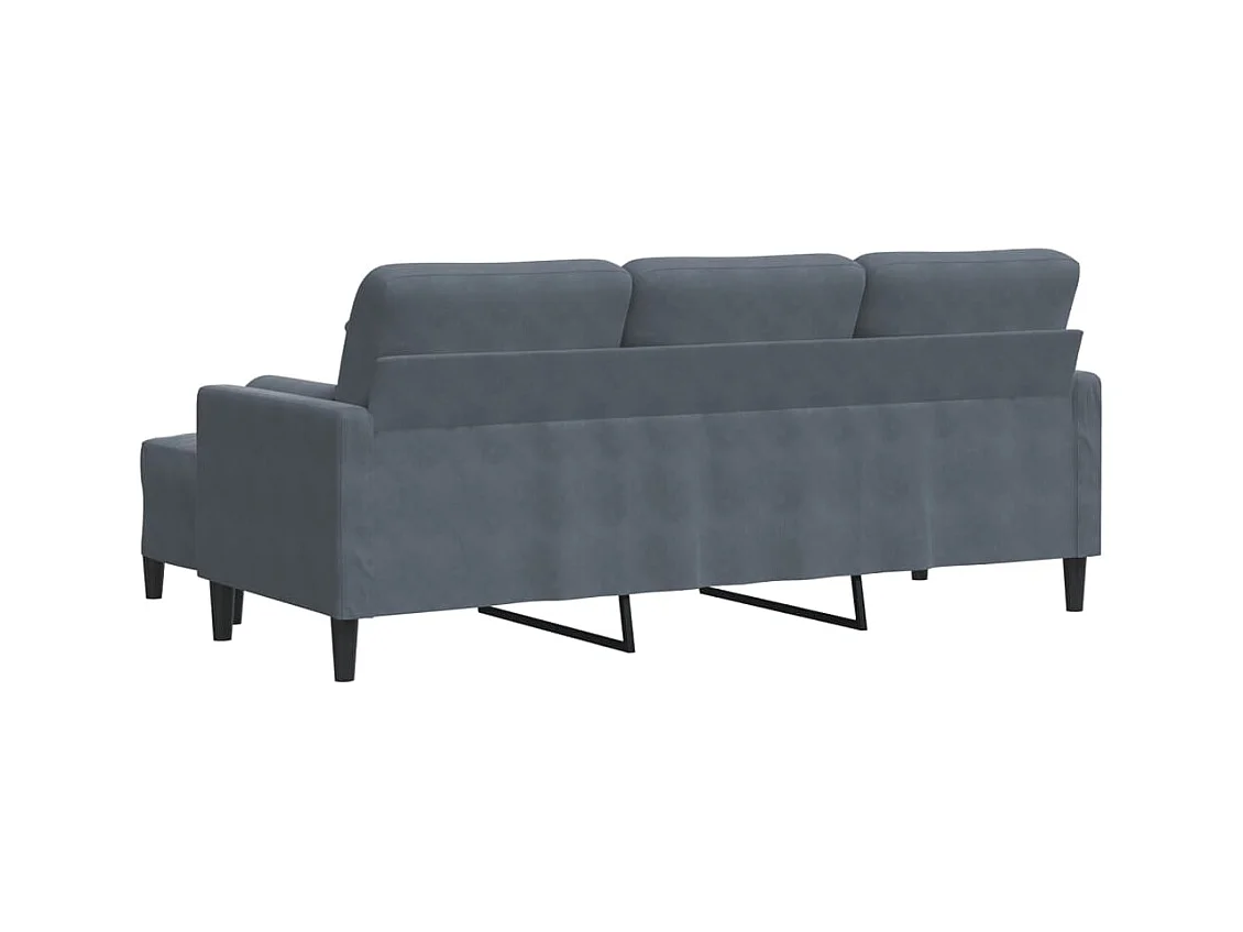 Sofá 3 plazas con reposapiés Gris oscuro 180 cm Terciopelo