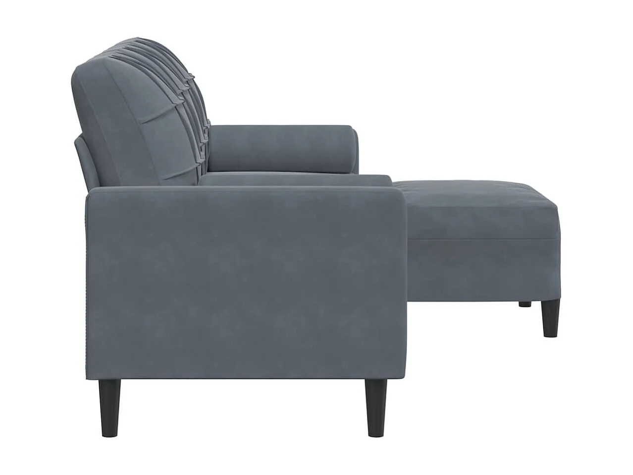 Sofá 3 plazas con reposapiés Gris oscuro 180 cm Terciopelo