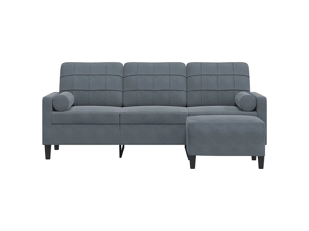 3-Sitzer-Sofa mit Fußhocker Dunkelgrau 180 cm Samt