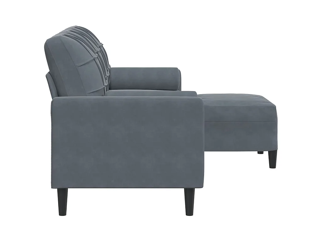 3-Sitzer-Sofa mit Fußhocker Dunkelgrau 180 cm Samt