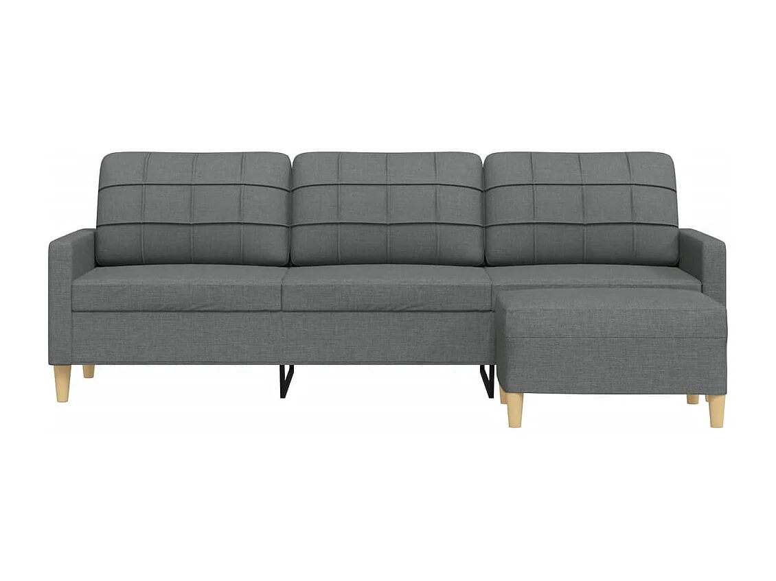 Sofá 3 plazas con reposapiés Gris oscuro 210 cm Tela