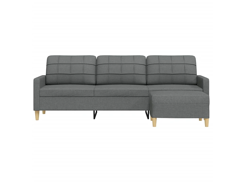 Divano 3 posti con poggiapiedi Grigio scuro 210 cm Tessuto