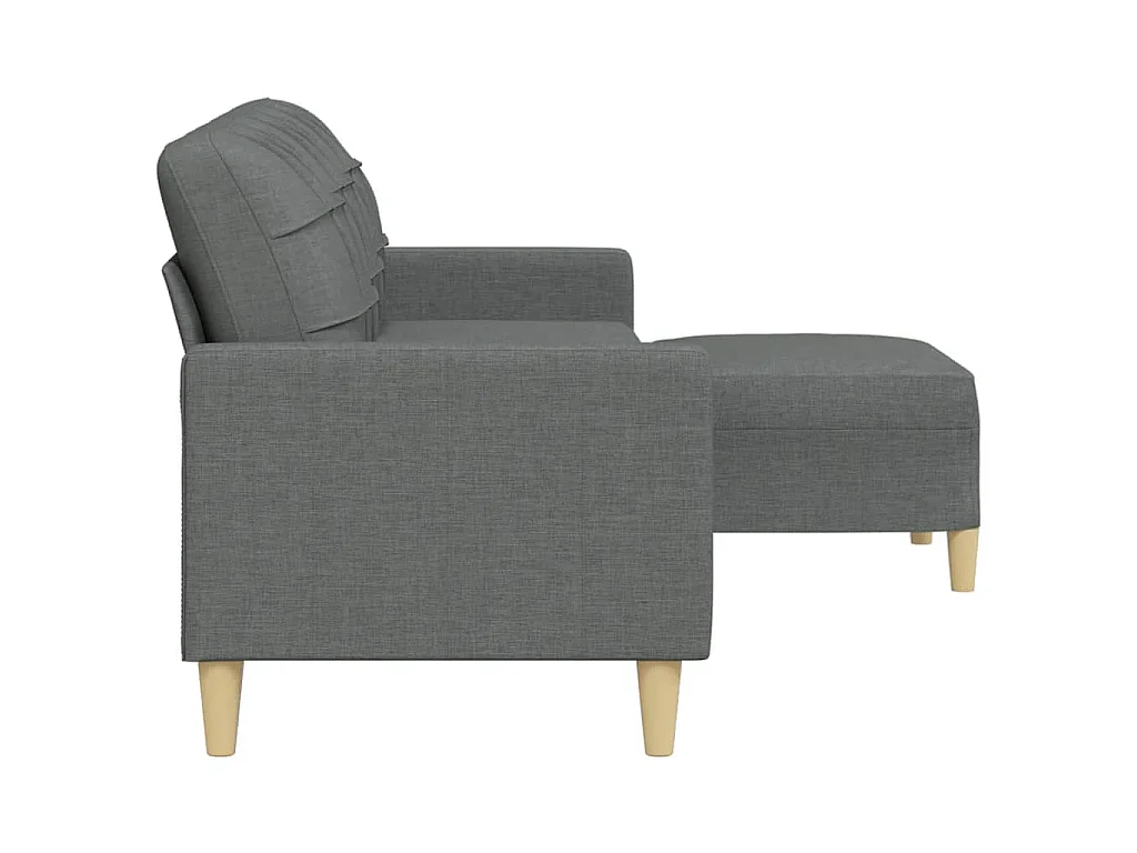 Divano 3 posti con poggiapiedi Grigio scuro 210 cm Tessuto