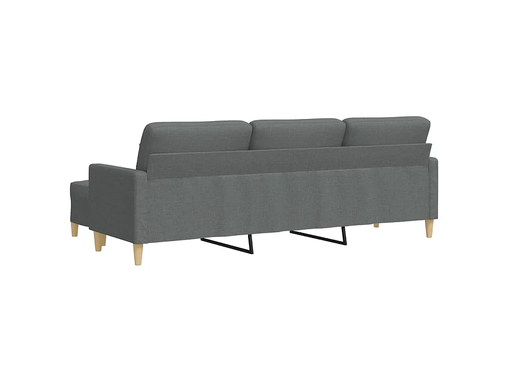 Divano 3 posti con poggiapiedi Grigio scuro 210 cm Tessuto