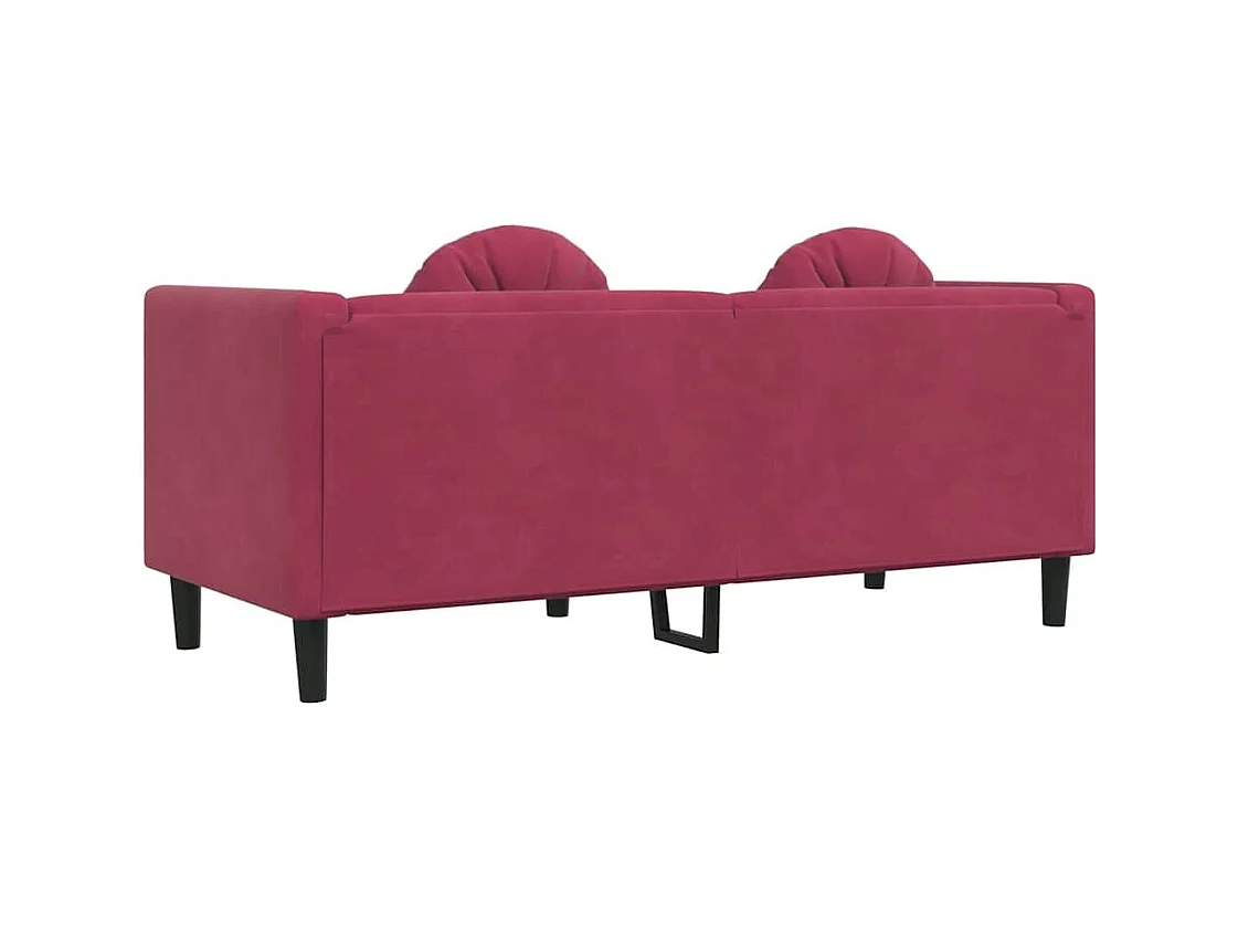 2-Sitzer-Sofa mit burgunderroten Samtkissen