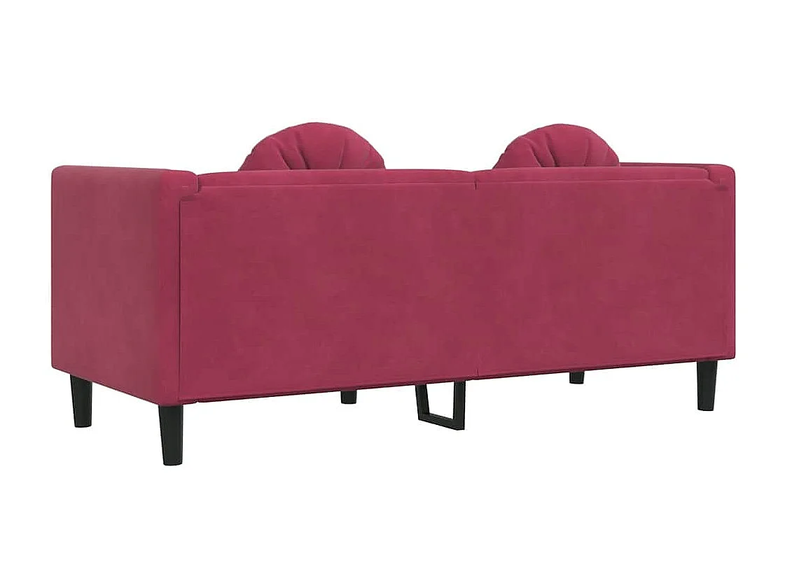 Sofá de 2 plazas con cojines de terciopelo rojo burdeos