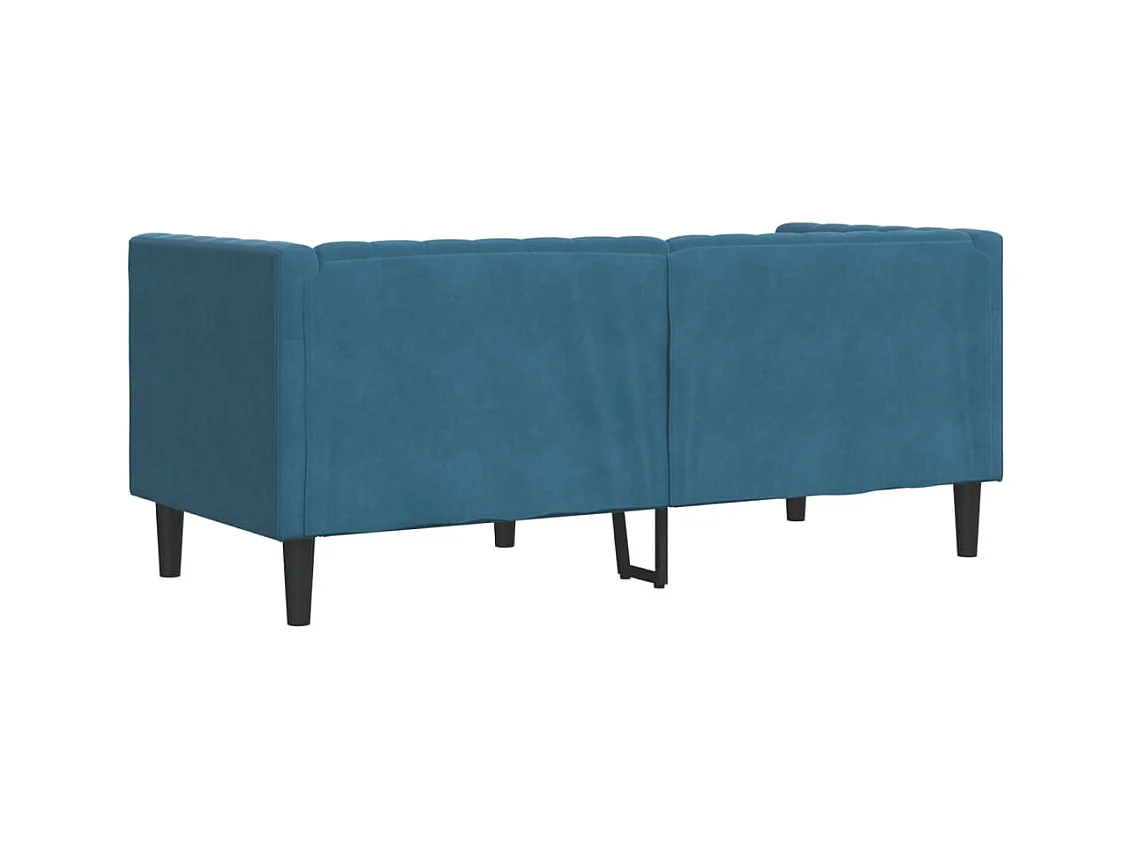 Divano Chesterfield con cuscini a 2 posti in velluto blu