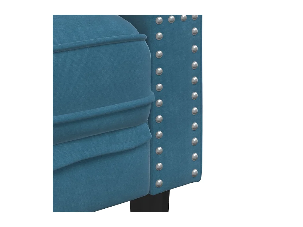 Divano Chesterfield con cuscini a 2 posti in velluto blu