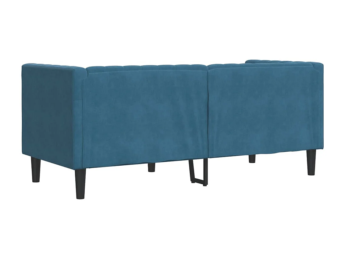 Canapé Chesterfield avec traversins 2 places bleu velours