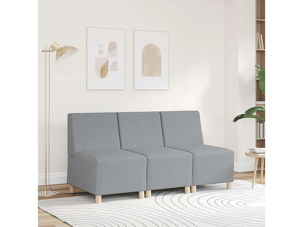 Canapé modulaire sans accoudoirs Gris clair 55 cm Tissu