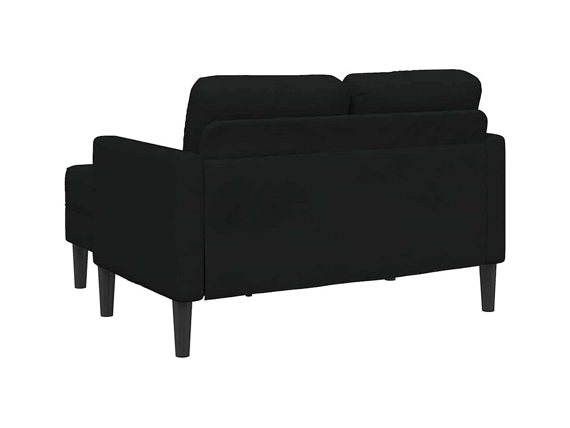 2-zitsbank met L-vormige chaise longue, zwart, 125 cm stof