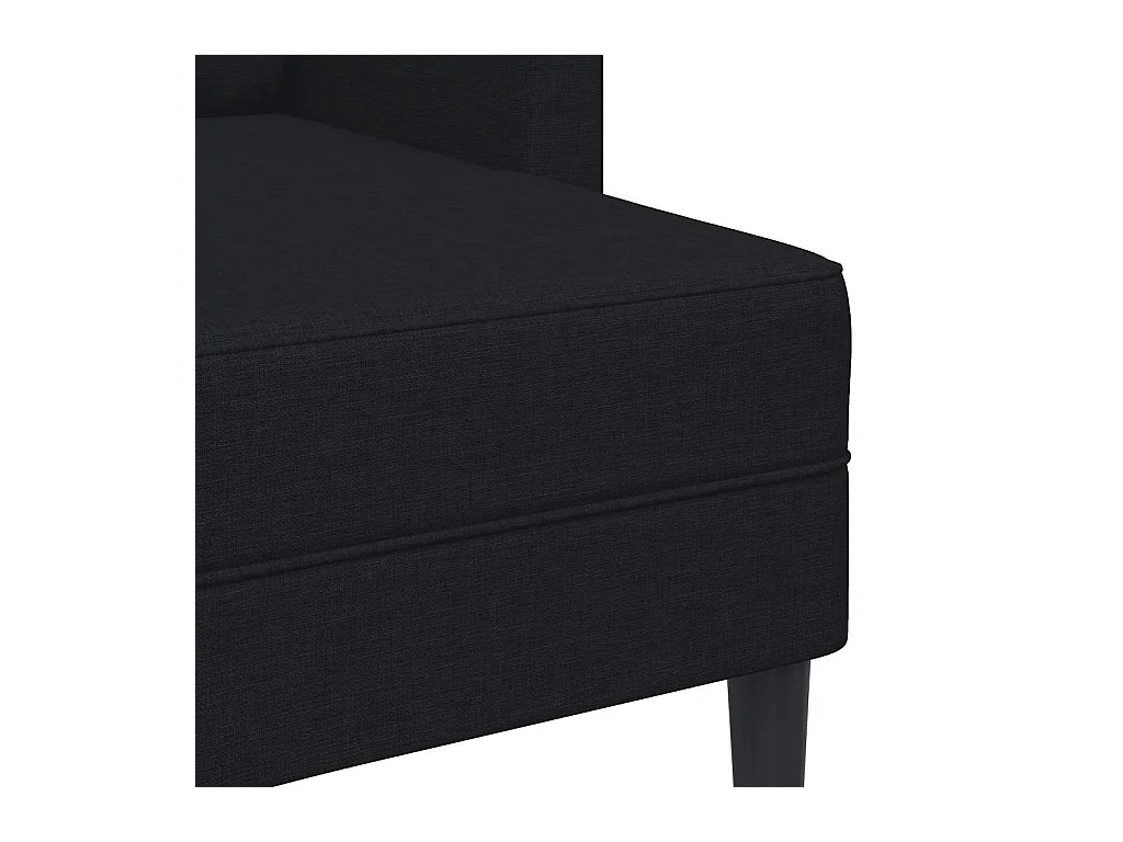 2-zitsbank met L-vormige chaise longue, zwart, 125 cm stof