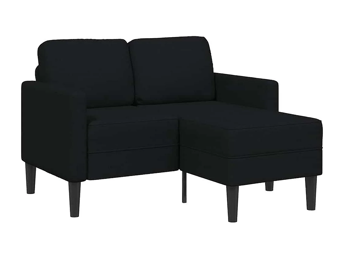 Canapé 2 places avec méridienne en L noir 125 cm tissu