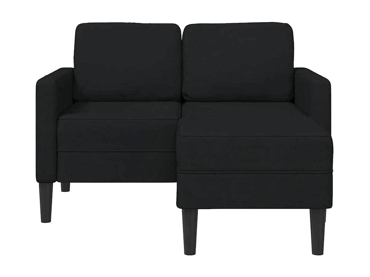 Canapé 2 places avec méridienne en L noir 125 cm tissu