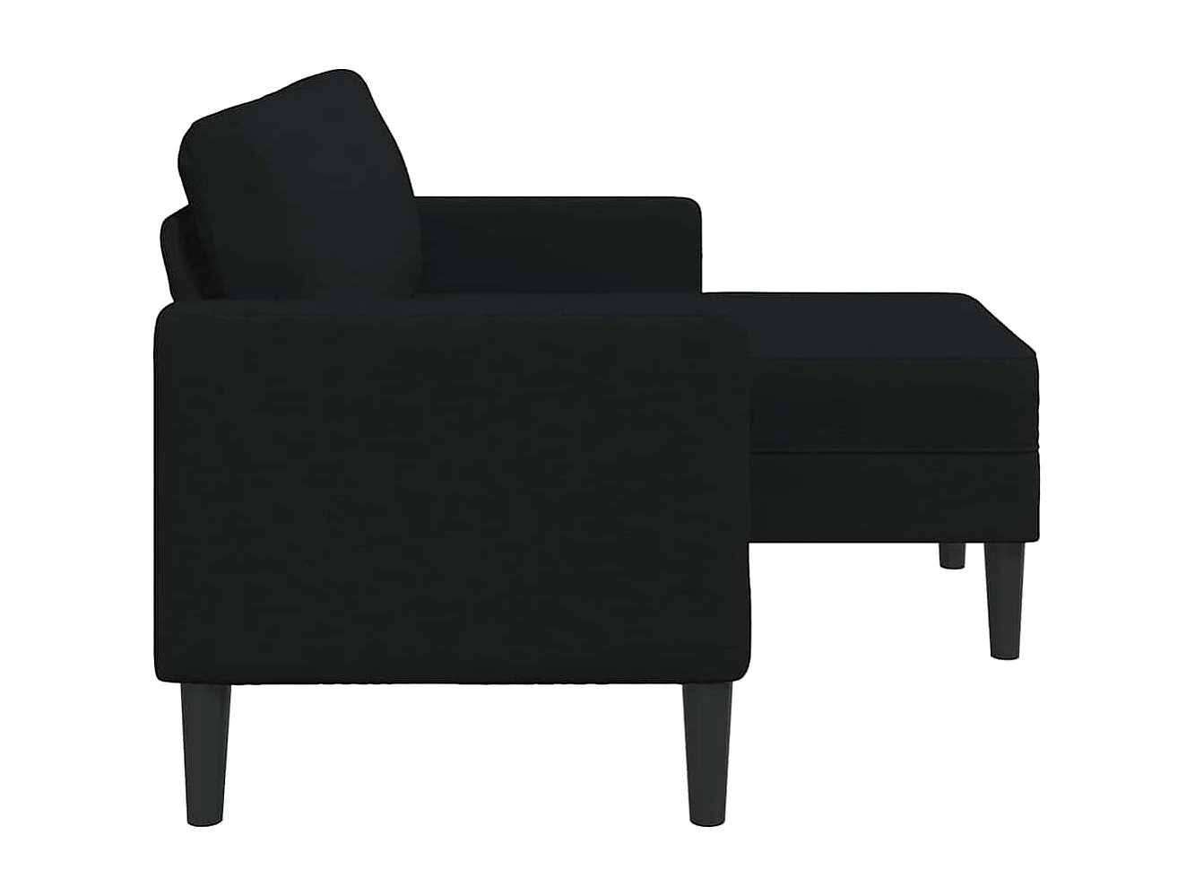 Canapé 2 places avec méridienne en L noir 125 cm tissu