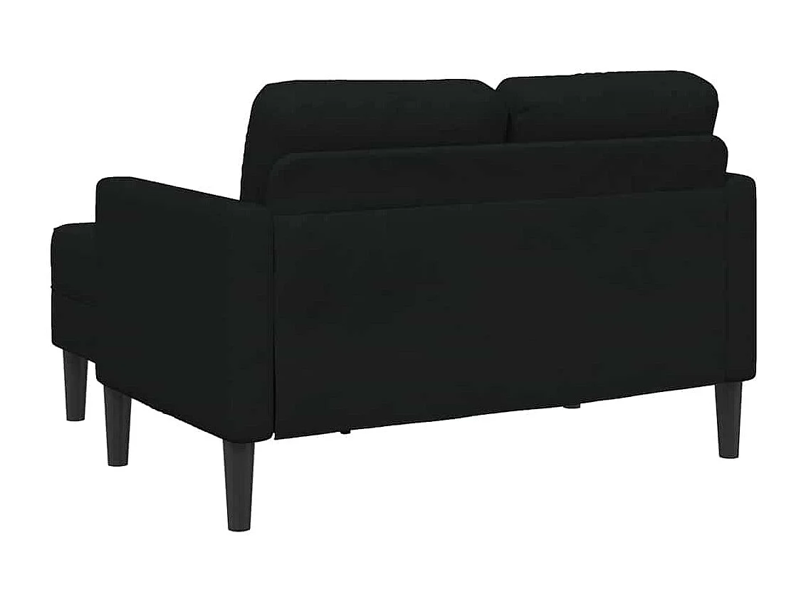 Canapé 2 places avec méridienne en L noir 125 cm tissu