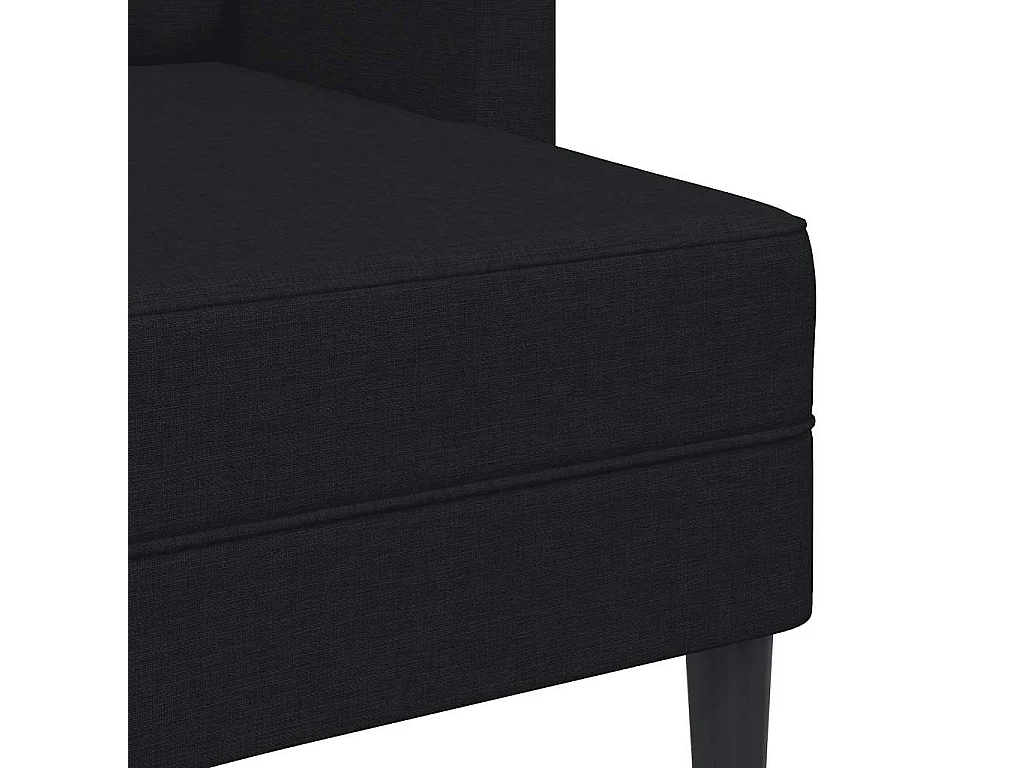 Canapé 2 places avec méridienne en L noir 125 cm tissu