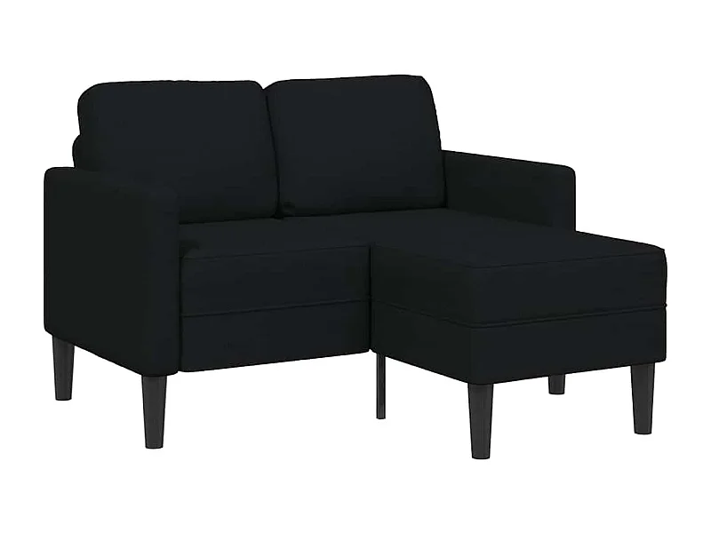 Canapé 2 places avec méridienne en L noir 125 cm tissu