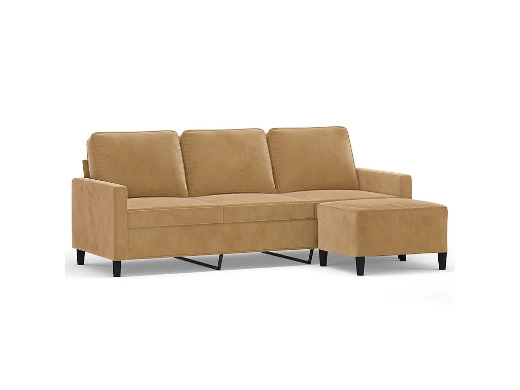 3-zitsbank met voetenbank Bruin 180 cm Fluweel