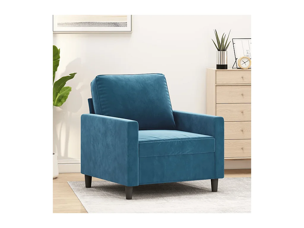 Blauwe 60 cm fluwelen fauteuil