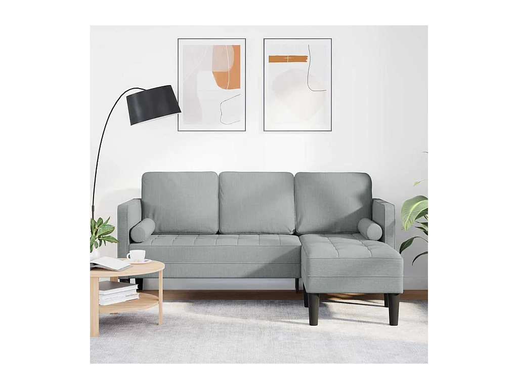 Lichtgrijze bankstel 173 x 131 x 67 cm stof