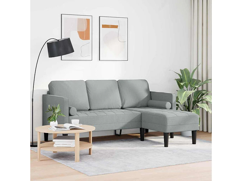 Hellgraues Sofa-Set 173 x 131 x 67 cm Stoff