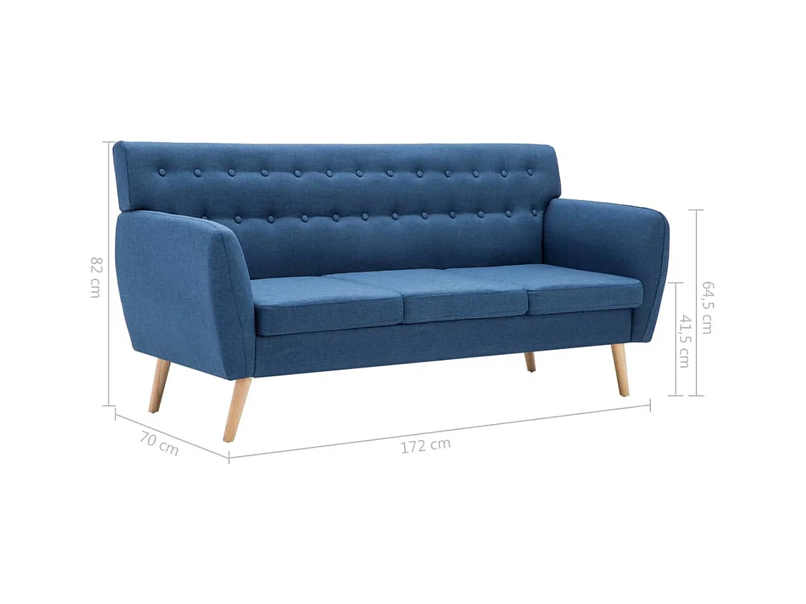 3-Sitzer Sofa mit Stoffbezug 172x70x82 cm blau