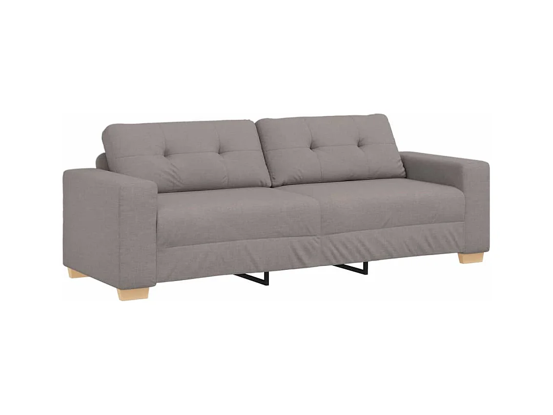 Divano a 3 posti con cuscino in tessuto color tortora