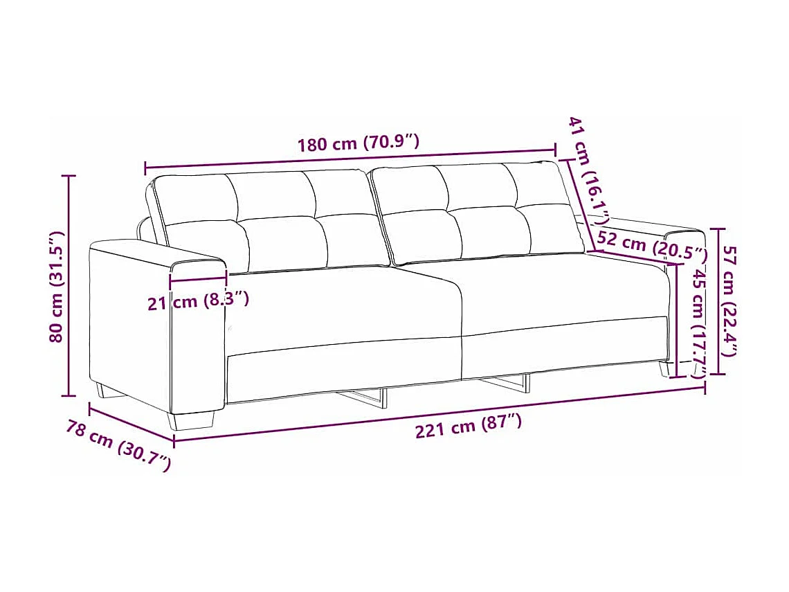 Sofa 3 places avec coussin Taupe tissu