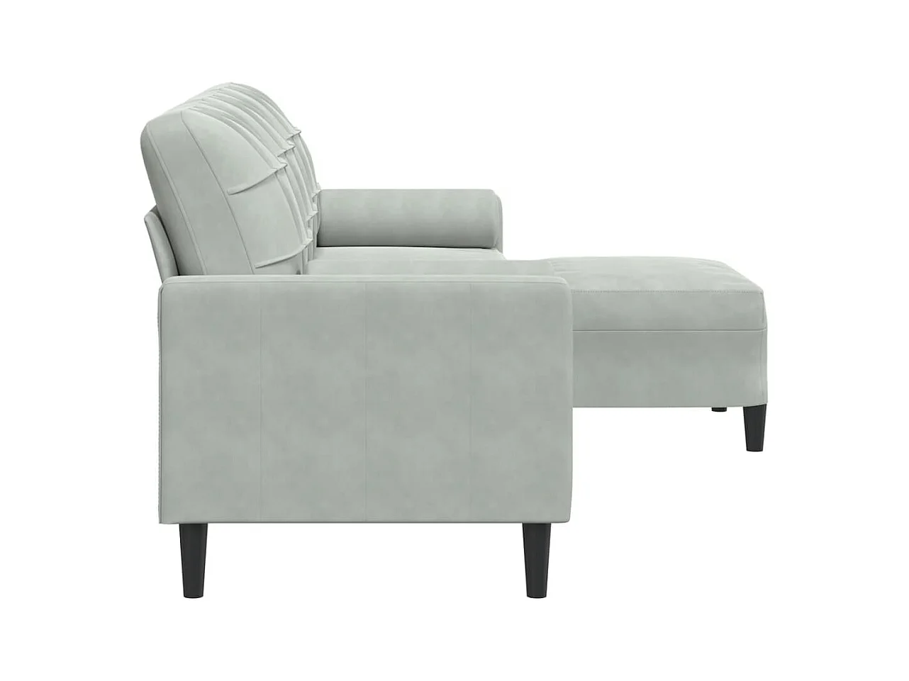 Sofá 3 plazas con reposapiés Gris claro 210 cm Terciopelo