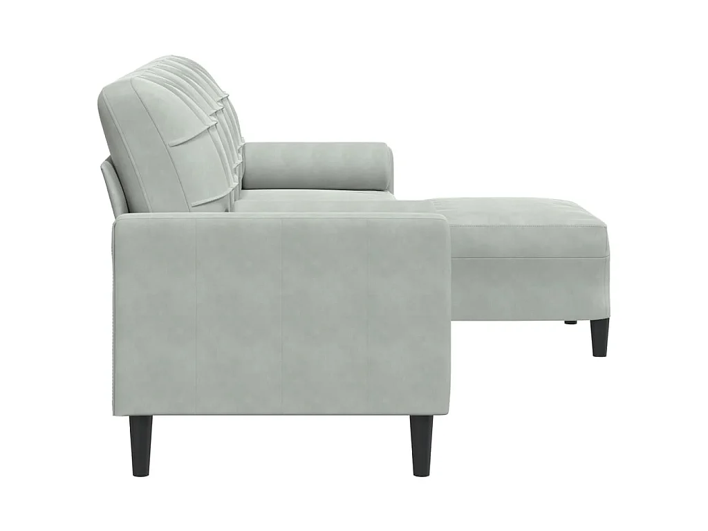 3-Sitzer-Sofa mit Fußhocker Hellgrau 210 cm Samt