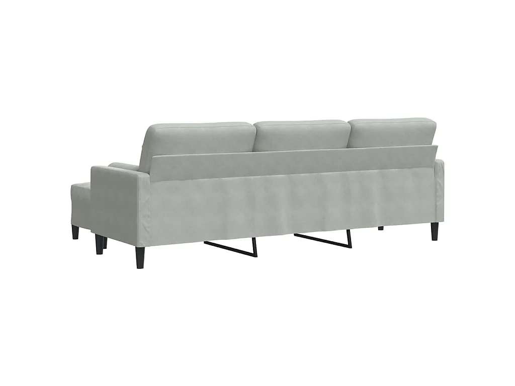 3-Sitzer-Sofa mit Fußhocker Hellgrau 210 cm Samt