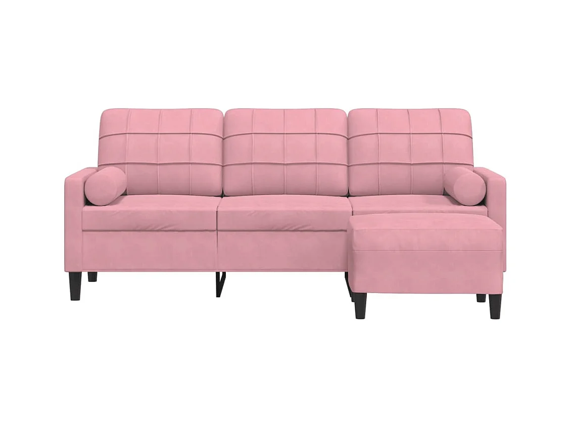 Divano 3 posti con poggiapiedi Rosa 180 cm Velluto