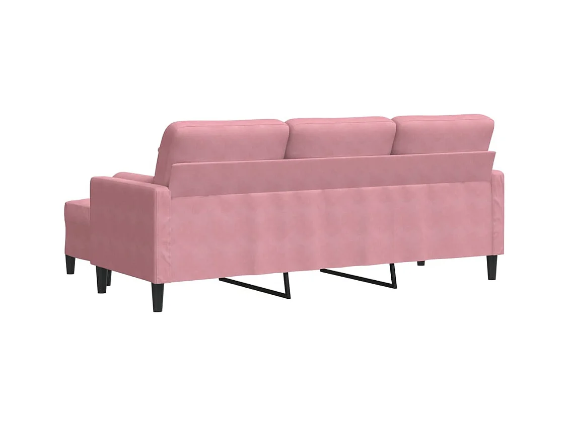 3-zitsbank met voetenbank Roze 180 cm Fluweel