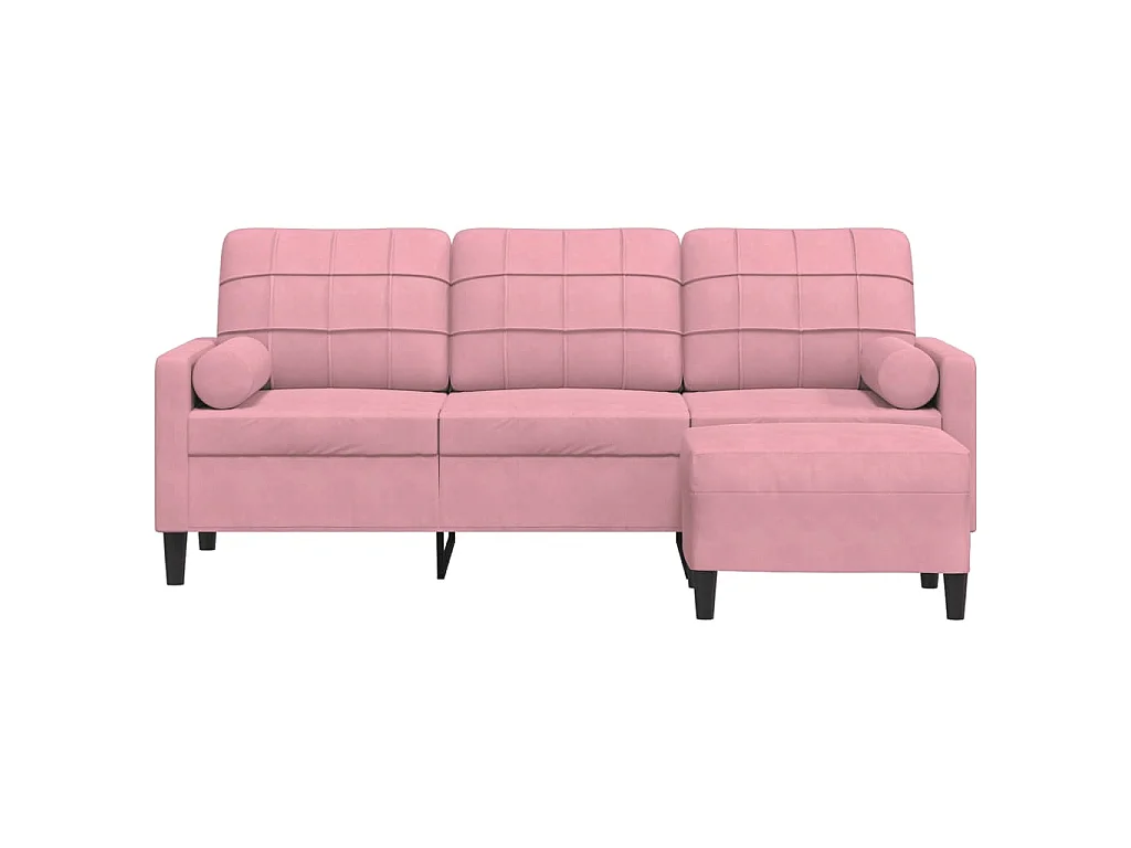 Divano 3 posti con poggiapiedi Rosa 180 cm Velluto