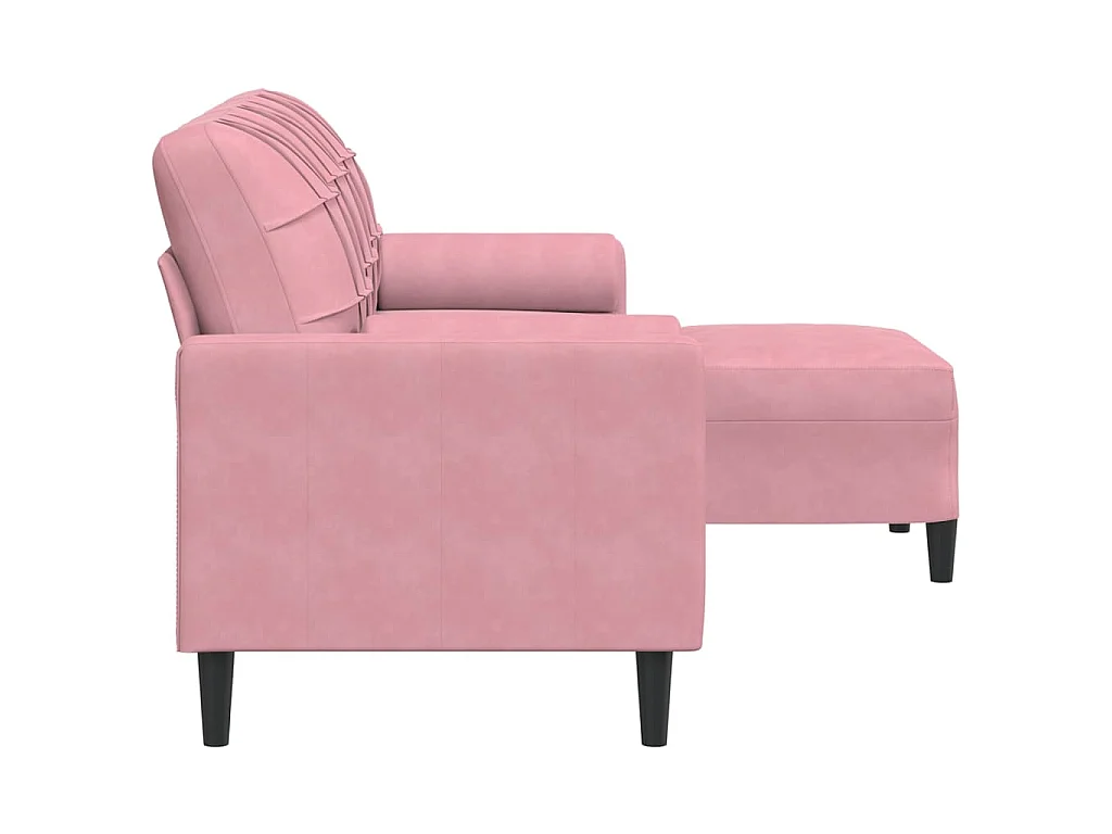 Divano 3 posti con poggiapiedi Rosa 180 cm Velluto