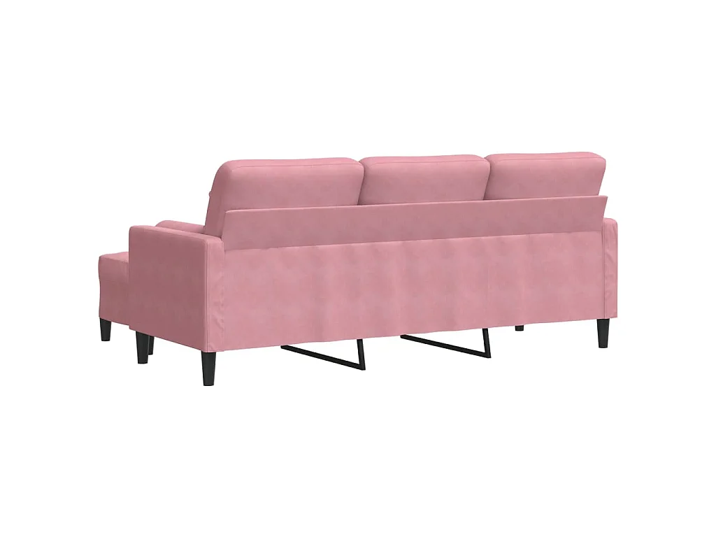 Divano 3 posti con poggiapiedi Rosa 180 cm Velluto