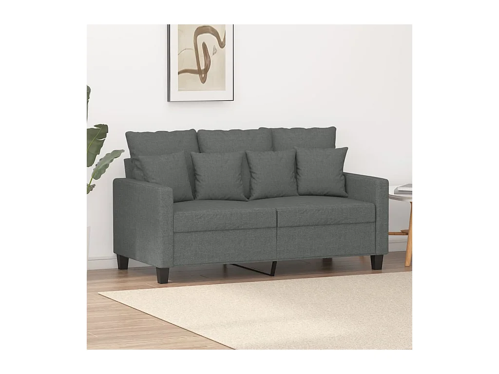 Canapé à 2 places Gris foncé 120 cm Tissu