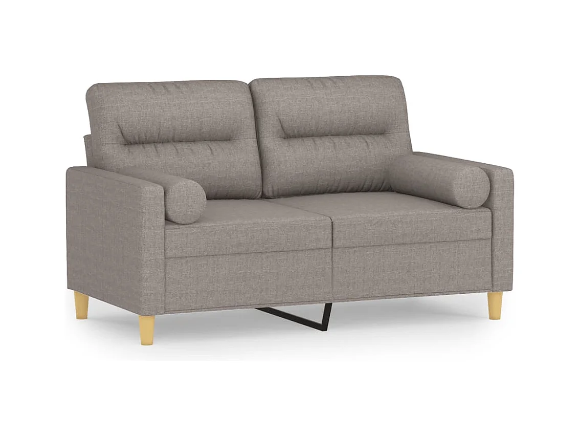 Sofá de 2 plazas con cojines decorativos de tela color topo de 120 cm