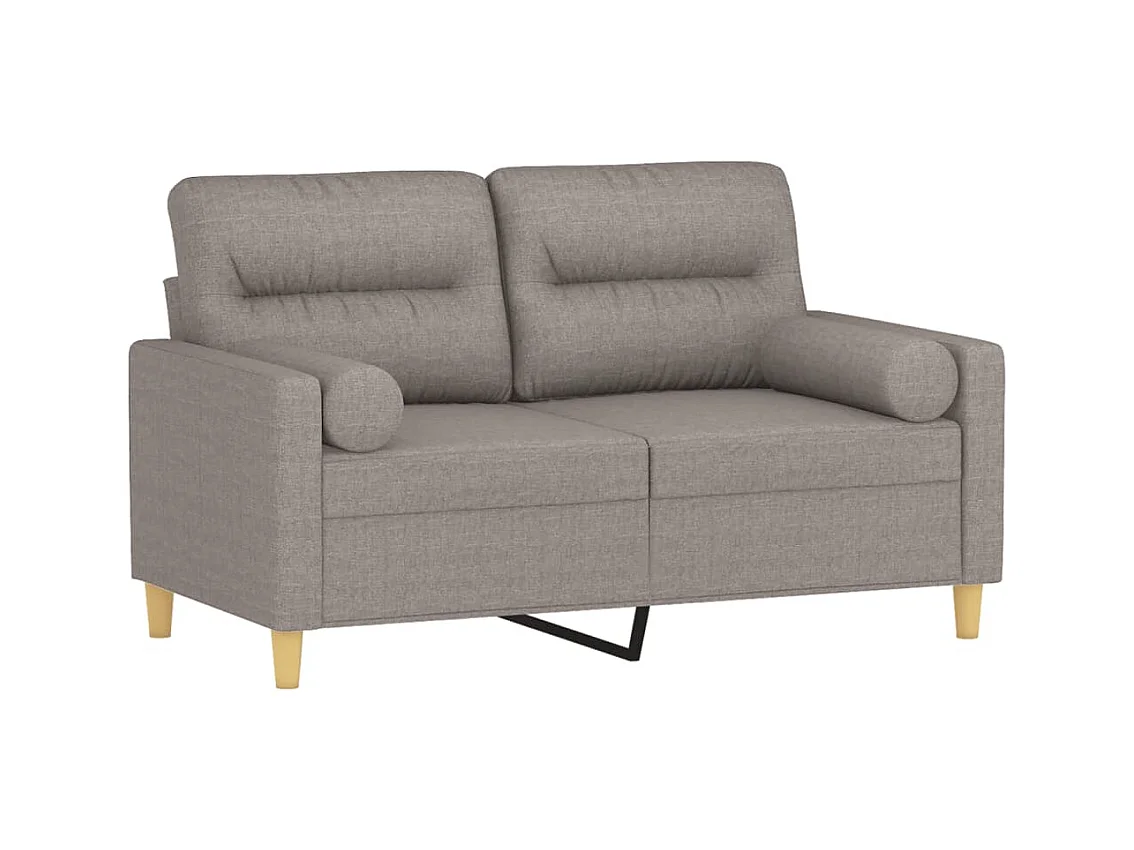 Sofá de 2 plazas con cojines decorativos de tela color topo de 120 cm