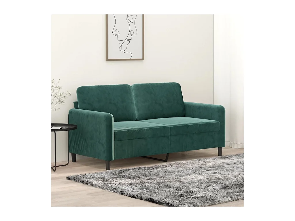 Sofá de 2 plazas verde oscuro de 140 cm en terciopelo