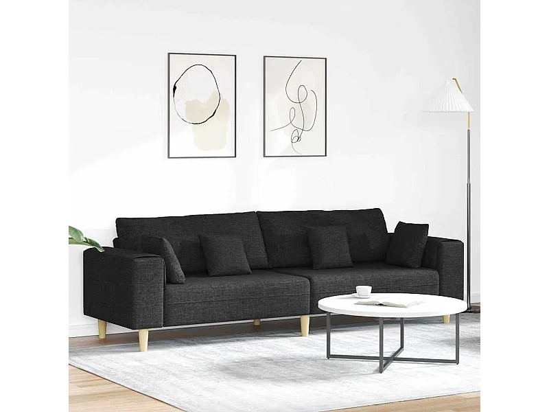 Sofa en tissu avec coussin Noir 208 cm tissu